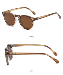 Detailansicht der runden Schildpatt-Sonnenbrille mit Maßen 48-18-140 und Metallscharnier