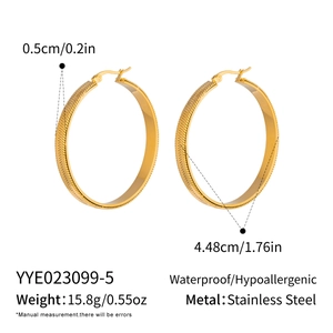 Detailed dimensions of 18K gold plated stainless steel snake chain hoop earrings
