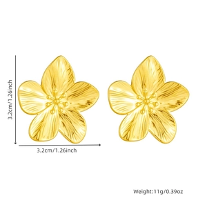 Detailed size and weight specs for these flower shaped gold stainless steel earrings