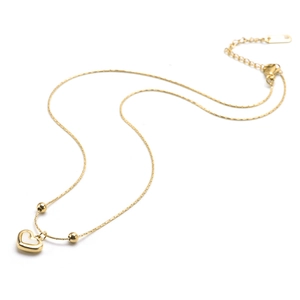 Minimalist gold heart shell pendant necklace with snake chain and adjustable clasp