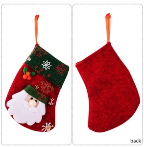 Detailed front and back view of Christmas stocking featuring 3D Santa Claus and holly leaf