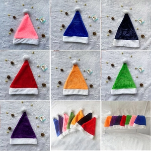 Plush Christmas Hat Colorful Santa Hats For Party Holiday Decor Soft Polyester Novelty For Adults Kids LED Light Up