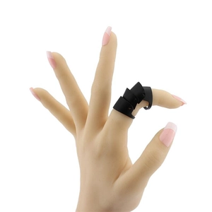 Punk style matte black multi-link joint ring with movable armor design on hand model