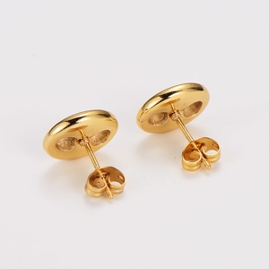 Classic gold coffee bean stud earrings in polished stainless steel French retro design