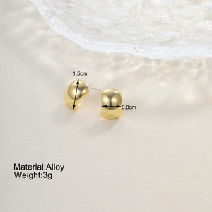 Detail of gold teardrop earrings showing 1.5cm height and 0.8cm width dimensions