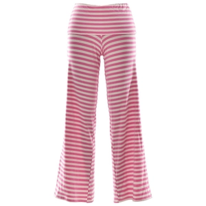 Lässige rosa-weiß gestreifte Hose mit weitem Bein und hohem Bund aus weichem Stoff