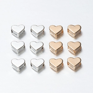 30pcs heart-shaped metal spacer beads in gold and silver finish for DIY jewelry making