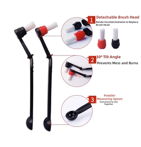 Close-up of espresso machine cleaning brush with 30-degree tilt and detachable nylon head