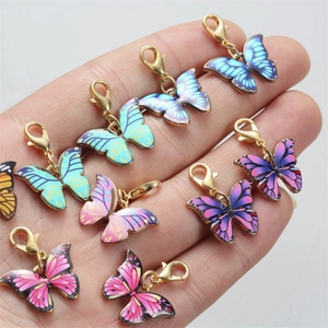 Set of colorful butterfly charms with gold lobster clasps for DIY jewelry making