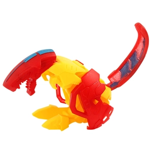 Transformable dinosaur egg robot toy in red and yellow colors for kids gift
