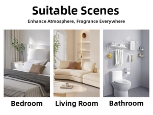 Minimalist tulip aromatherapy diffuser set displayed in bedroom, living room, and bathroom