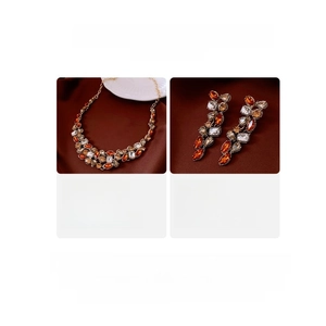 Detailed size and weight specs for vintage teardrop crystal necklace and earrings set