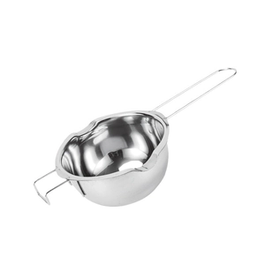 304 stainless steel melting pot with dual pour spouts and handle for chocolate or wax