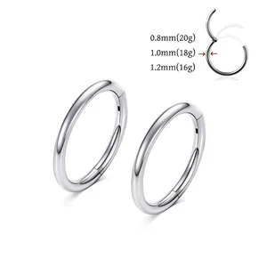 Body Piercing Ring G23 Titanium Alloy Hinge Clicker Segment Hoop For Nose Ear Lip Nipple Universal Polished Fashion