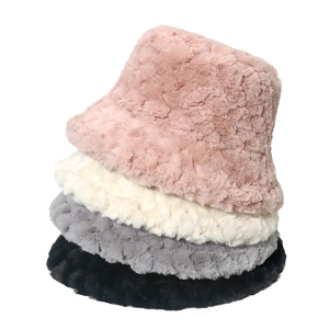 Plush Bucket Hat Faux Fur Winter Warm Windproof Thick Soft Solid Color Outdoor Travel Casual Fashion For Women
