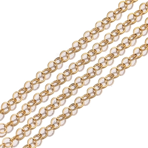 Golden stainless steel round cross chain links for DIY jewelry making and necklaces