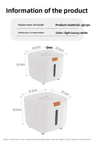 Detailed dimensions of food-grade airtight rice storage containers in two sizes