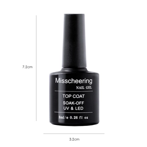 Spécifications détaillées de taille pour flacon de top coat UV LED 8ml noir brillant