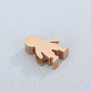 Stainless Steel Cartoon Figure Pendant Mirror Polished Boy Silhouette For DIY Jewelry Making Crafts Minimalist Style