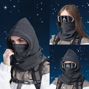 Pasamontañas térmico de invierno con calentador de cuello y cordón ajustable para esquí