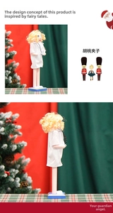 Macro detail of wooden nutcracker nurse doll with stethoscope and medical clipboard