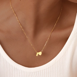 Elegant 18K gold-plated stainless steel necklace with heart and bar pendants for women