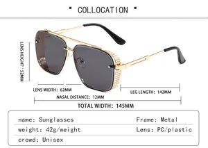 Detailed size guide and specifications for metal steampunk sunglasses including lens dimensions