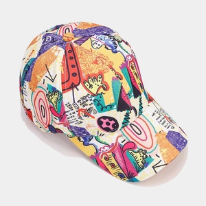 Colorful graffiti print baseball cap with hard brim for sun protection and outdoor fashion