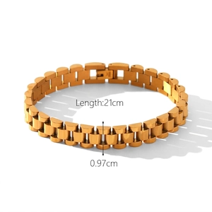 Bracelet gourmette en acier inoxydable doré 18 carats de 21cm de long et 0,97cm de large