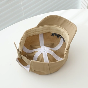 Internal structure of khaki cotton baby baseball cap with adjustable metal buckle strap