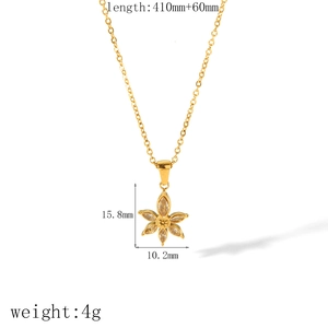 Detailed size specifications of the 18k gold flower pendant with marquise crystals