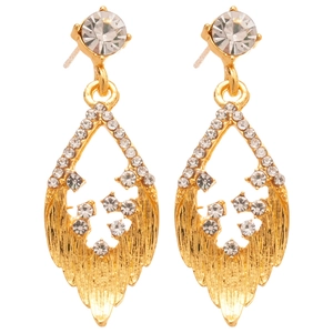 Eleganti orecchini a goccia a foglia d'oro con strass scintillanti in stile vintage