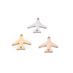 Mirror polished stainless steel airplane charms in gold, silver and rose gold for DIY jewelry