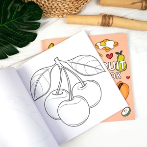 Children's coloring book with 40 food and fruit cartoon patterns for creative kids