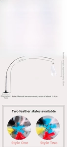 Detail view of cat feather toy showing 95cm steel wire and 7cm strong suction cup base