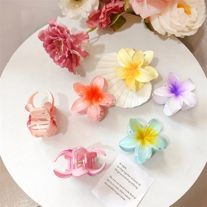 Pinces à cheveux frangipanier 8cm aux couleurs dégradées pour un look d'été