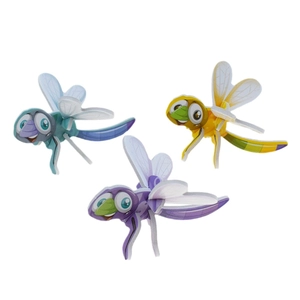 3D cartoon dragonfly puzzles for kids including blue, purple and orange insects