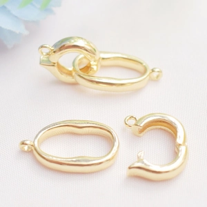 14K gold filled heart oval pearl clasps and connectors for DIY sweater chains