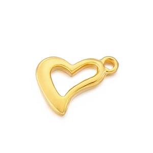 Pendentif cœur évidé en acier inoxydable doré brillant pour la création de bijoux DIY