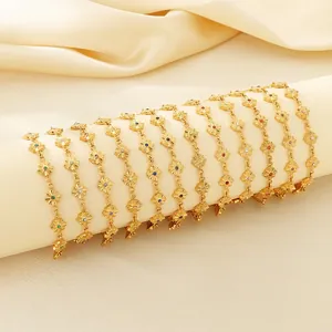Bracciale In Acciaio Inossidabile Fiore Placcato Oro Girasole Pietra Di Nascita Colorata Gioielli Da Donna Regolabile Piuma