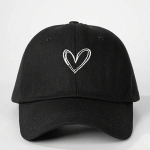 Heart Embroidered Baseball Cap Adjustable Sun Protection Outdoor Casual Minimalist Curved Brim Sport Hat