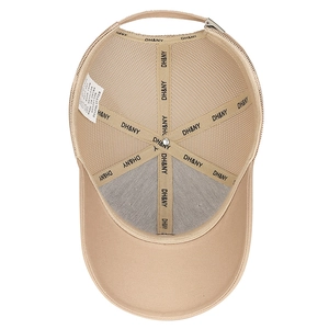 Khaki breathable mesh baseball cap for men and women with adjustable rear metal buckle