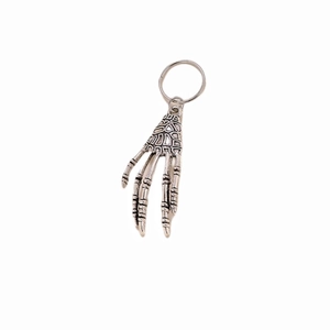 Silver skeleton hand hair rings and scary skull charms for Halloween gothic hairstyles