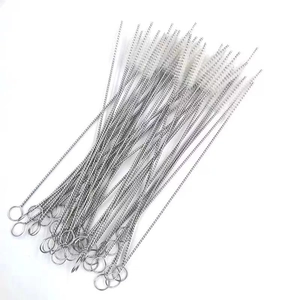 Lot de brosses de nettoyage pour pailles blanches avec manche métallique pour biberons