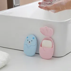Portable bear-shaped travel soap flakes with rich foam for gentle hand cleaning