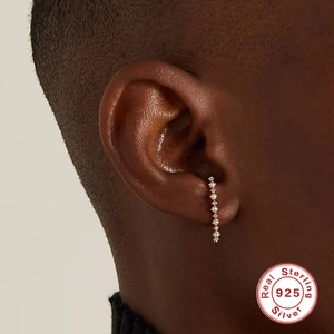 Minimalist S925 sterling silver half moon pearl ear studs with irregular C-shape design