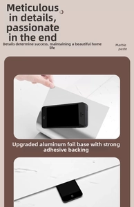 Close-up of marble wallpaper with upgrade aluminum foil base and strong adhesive backing