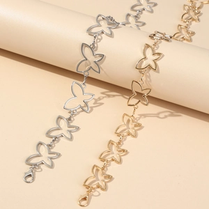 Chic hollow butterfly chain belts in gold and silver finish for trendy dress styling