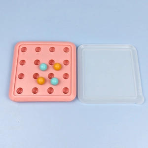 Pink 16-cavity food-grade silicone ball mold set with a clear lid for round ice or candy