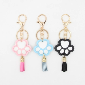 Porte-Clés Patte de Chat Mignon Design Cœur Pendentif Gland Charme Pour Décoration Sac Femme Porte-Clés Cadeau Pour Adolescents